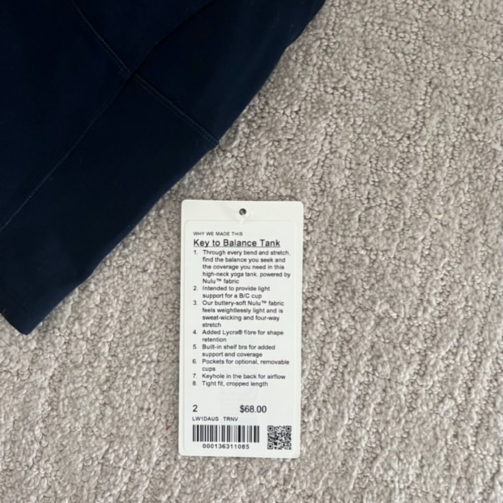 Lululemon Key to Balance Tank Top High Neck Crisscross Back Active Navy Size 2 - Picture 4 of 8